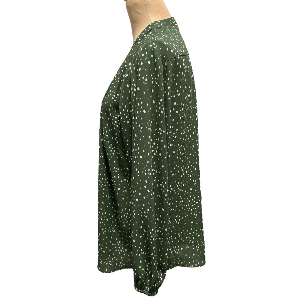 Lush Warren Split Neck Blouse Green Background Wi… - image 4
